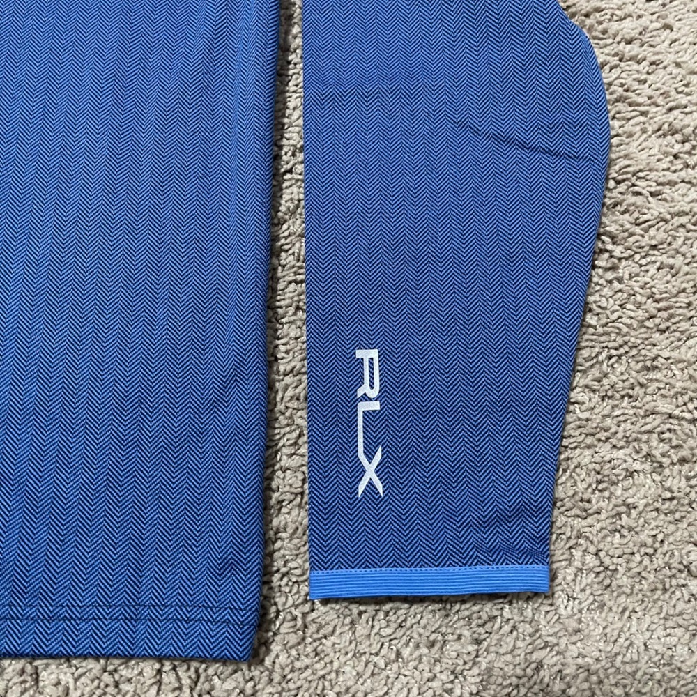 RLX Ralph Lauren Pullover Mens Small Blue Herringbone Luxury Performance 1/4 Zip - Picture 8 of 11